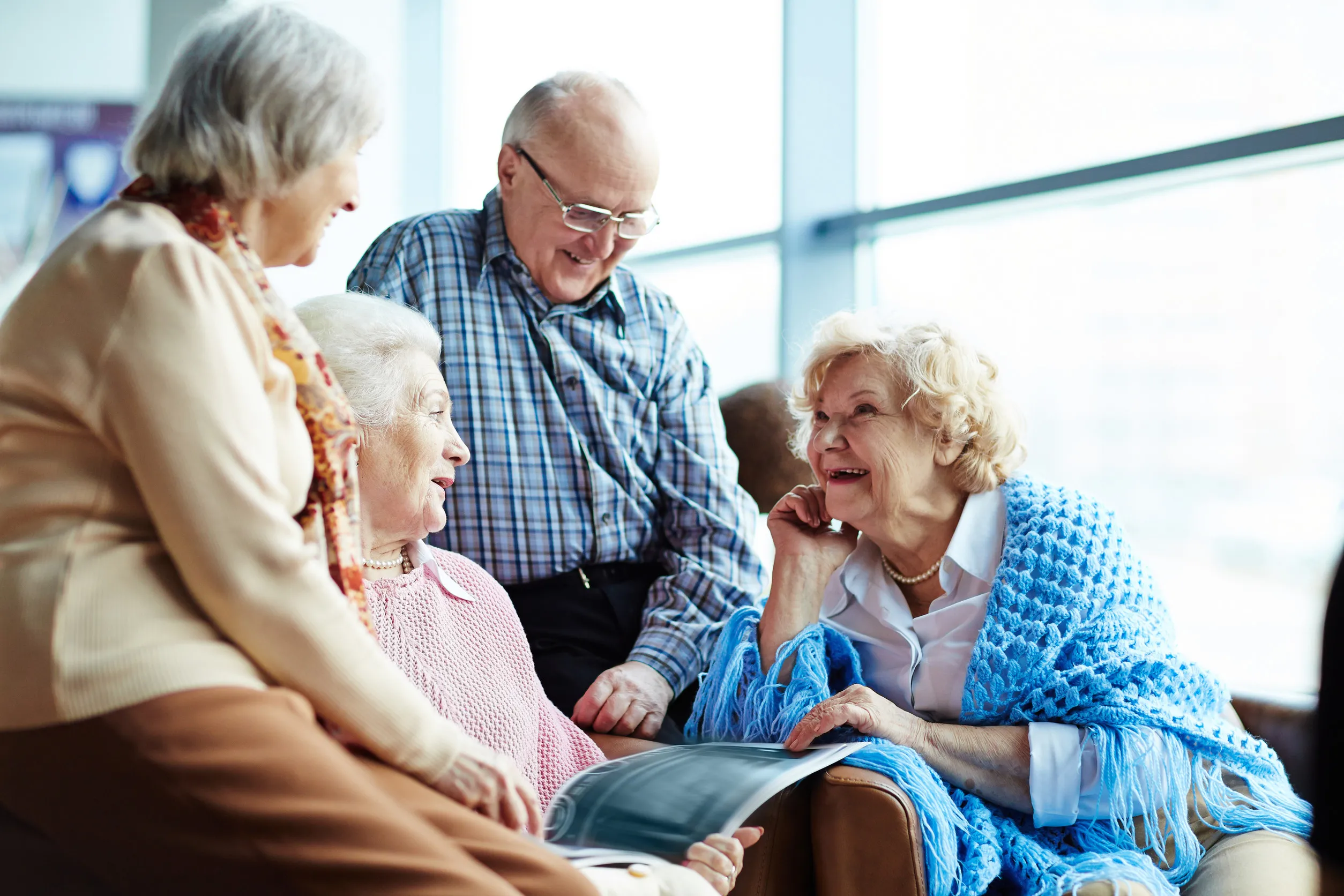 Group of senior friends chatting